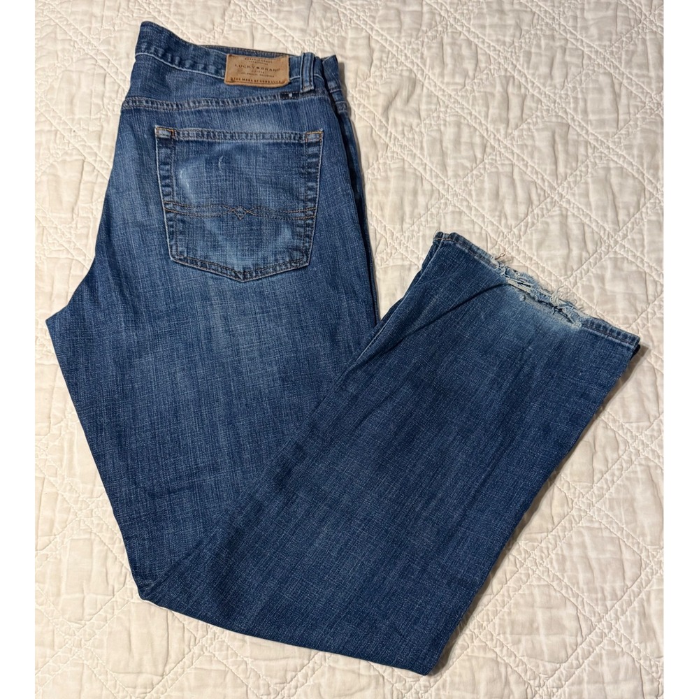 Lucky Brand 367 Vintage Boot Jeans Mens 36x34 Blue Denim Distressed